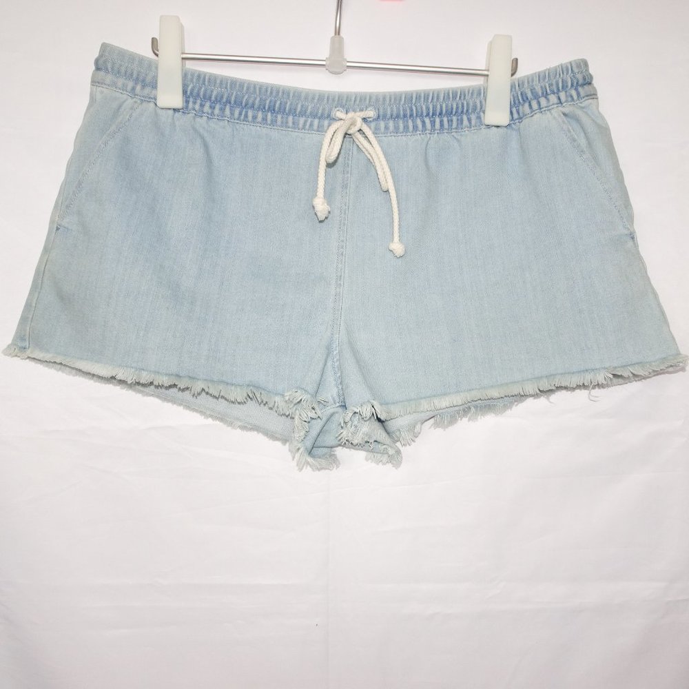 Aerie Soft Denim Raw Hem Waistband Shorts